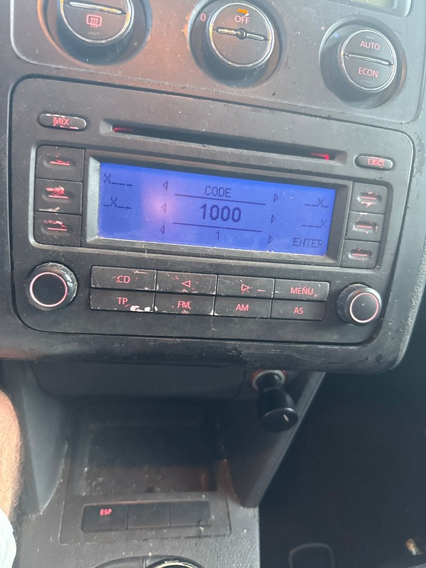 VW car radio display asking for security code